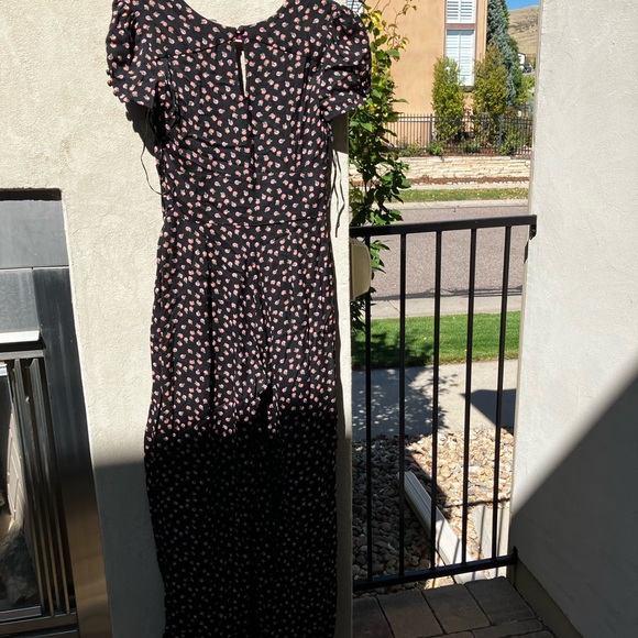 Free People Mia Black and Pink Rose Jumpsuit - Picture 6 of 6